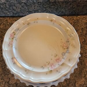 Pfaltzgraff Tea Rose Stoneware 10" Dinner Plate - Cream and Pink
